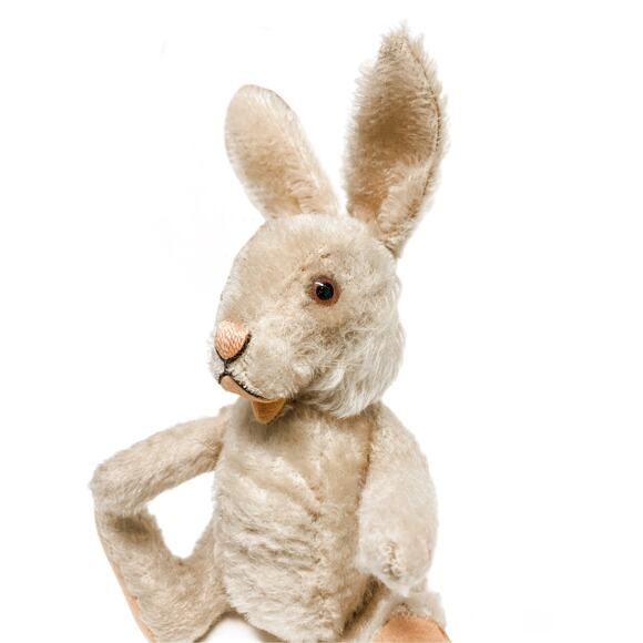 Vintage Steiff Rabbit Fully Jointed Mohair Stuffed Animal 10" Tall - Picture 4 of 7